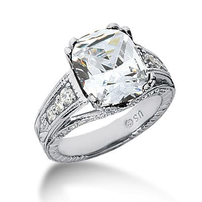 Ladies 14KT White Gold Platinum Round Diamond Fancy Engagement Ring ENR3085