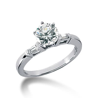 Ladies 14KT White Gold Platinum Three Stones Engagement Ring ENR1144