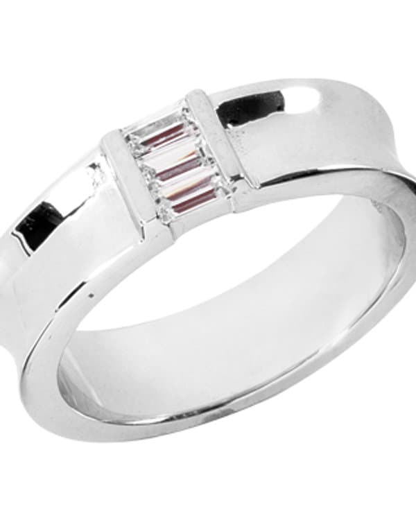 Ladies 14KT White Gold Platinum Wedding Band Set WBS206-G