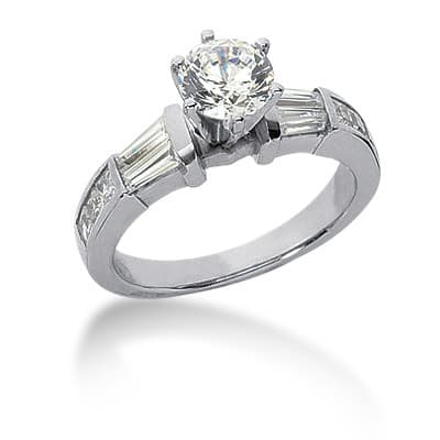 Ladies 14KT White Gold Platinum Tailored Engagement Set ENS748-A