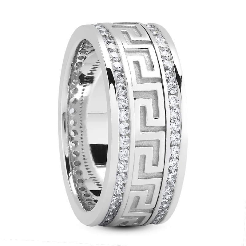 Ladies 14KT White Gold Platinum Traditional Wedding Band DB1170-SZ10