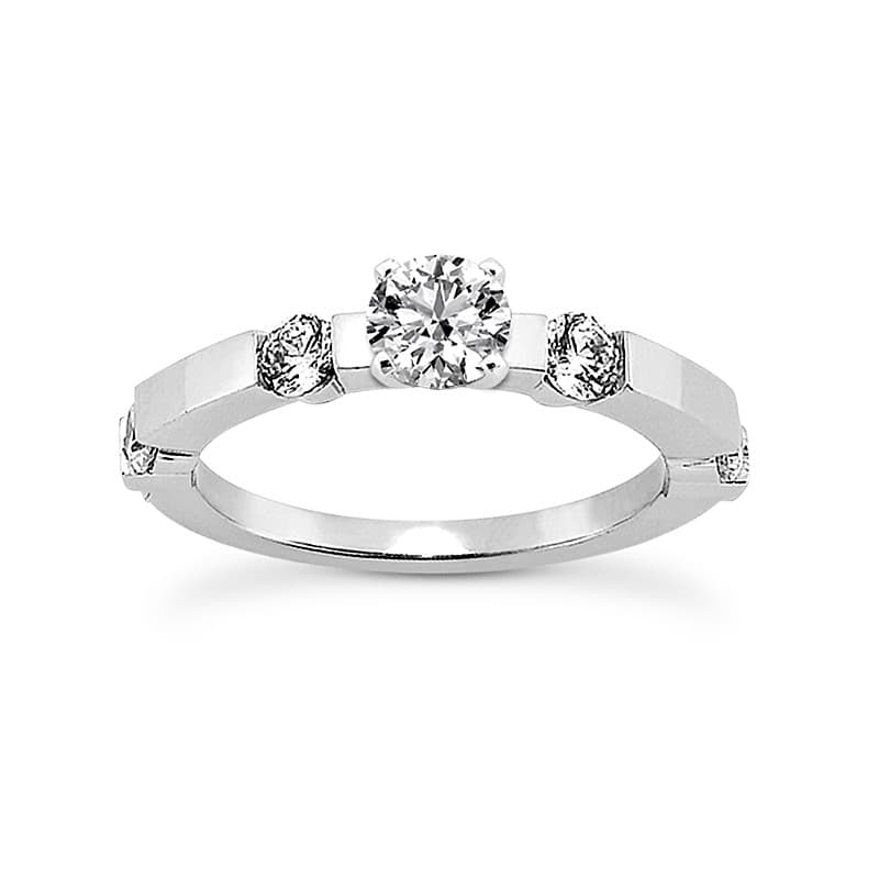Ladies 14KT White Gold Platinum Fancy Engagement Set ENS2037-A