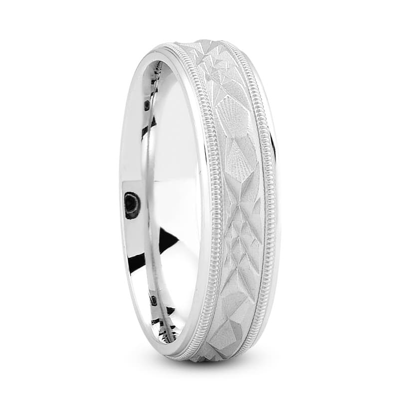 Mens 14KT White Gold Platinum Traditional Wedding Band M663