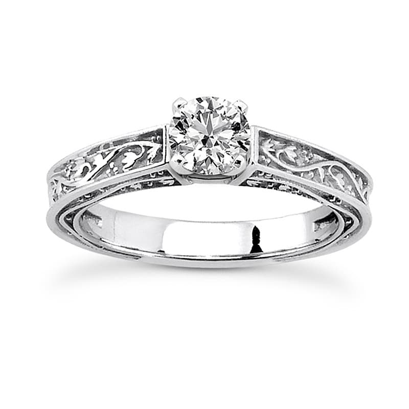 Ladies 14KT White Gold Platinum Solitaire Engagement Set ENS3576-A