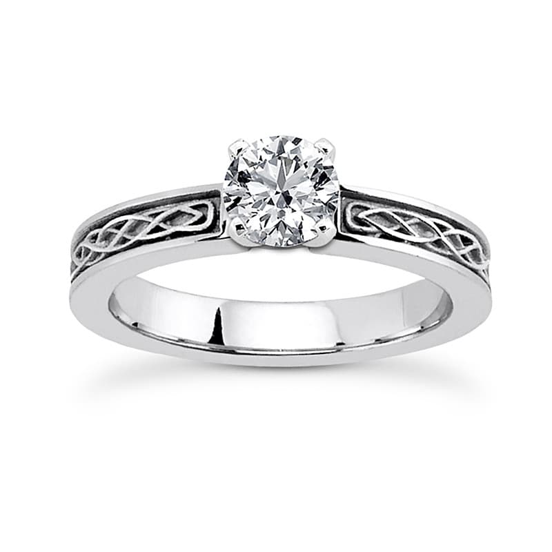Ladies 14KT White Gold Platinum Solitaire Engagement Set ENS3618-A