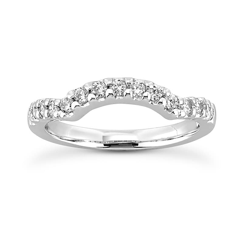 Ladies 14KT White Gold Platinum Round Diamond Wedding Band WB5308
