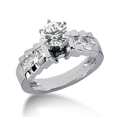 Ladies 14KT White Gold Platinum Fancy Engagement Ring ENR1011
