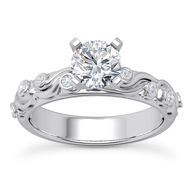 Ladies 14KT White Gold Platinum Fancy Engagement Set ENS2216-A