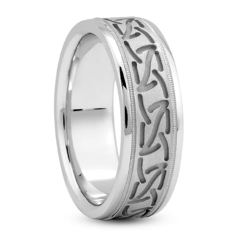 Mens 14KT White Gold Platinum Traditional Wedding Band M162