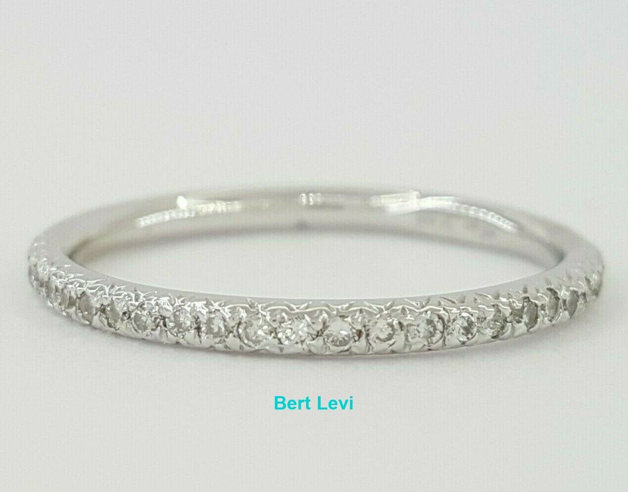 0.2 ct 14K White Gold French Pave Round Cut Diamond Anniversary Wedding Ring