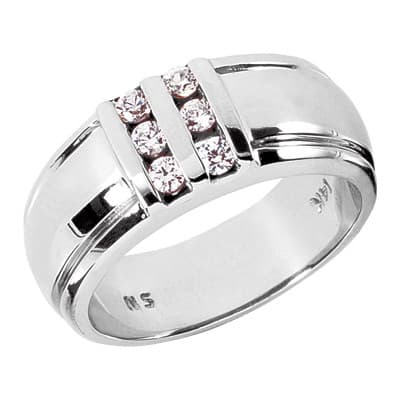 Ladies 14KT White Gold Platinum Round Diamond Wedding Band Set WBS124-G