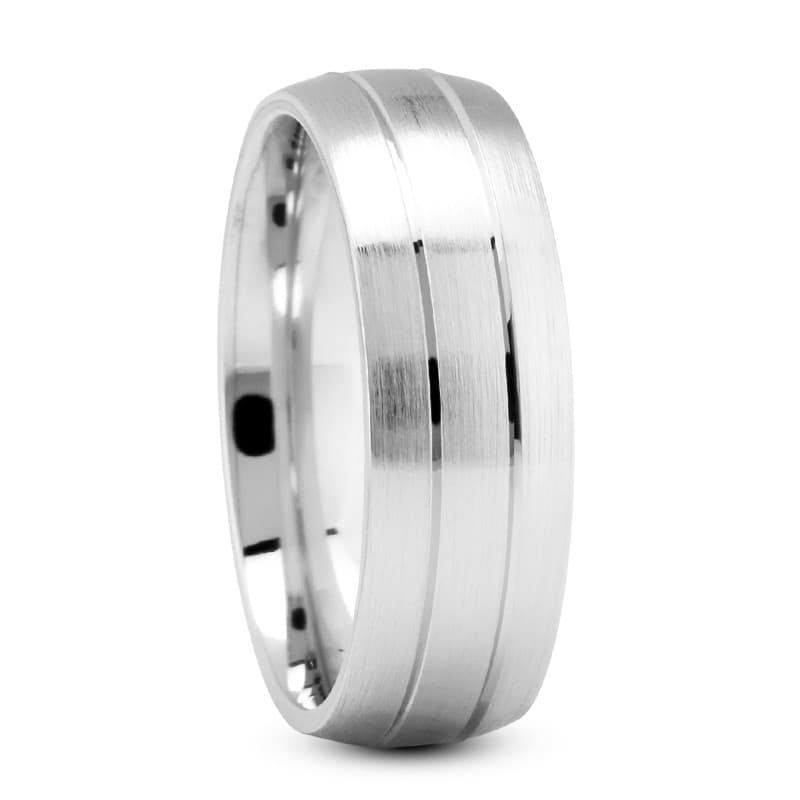 Mens 14KT White Gold Platinum Traditional Wedding Band M188