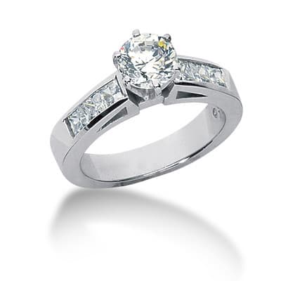 Ladies 14KT White Gold Platinum Fancy Engagement Set ENS749-A