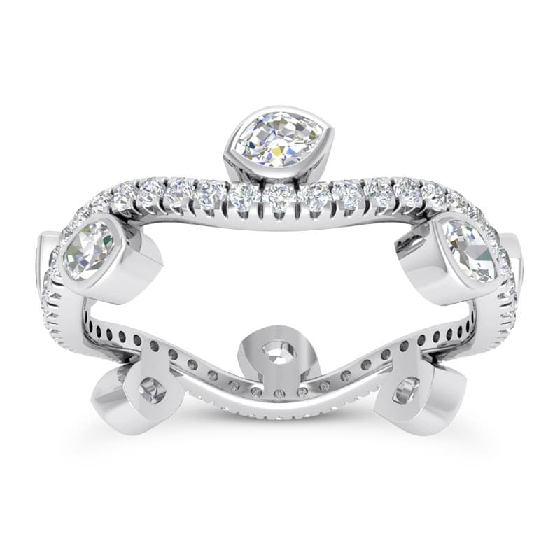 Ladies 14KT White Gold Platinum Eternity Wedding Band EWB553-3.5x2.5-MQ-4