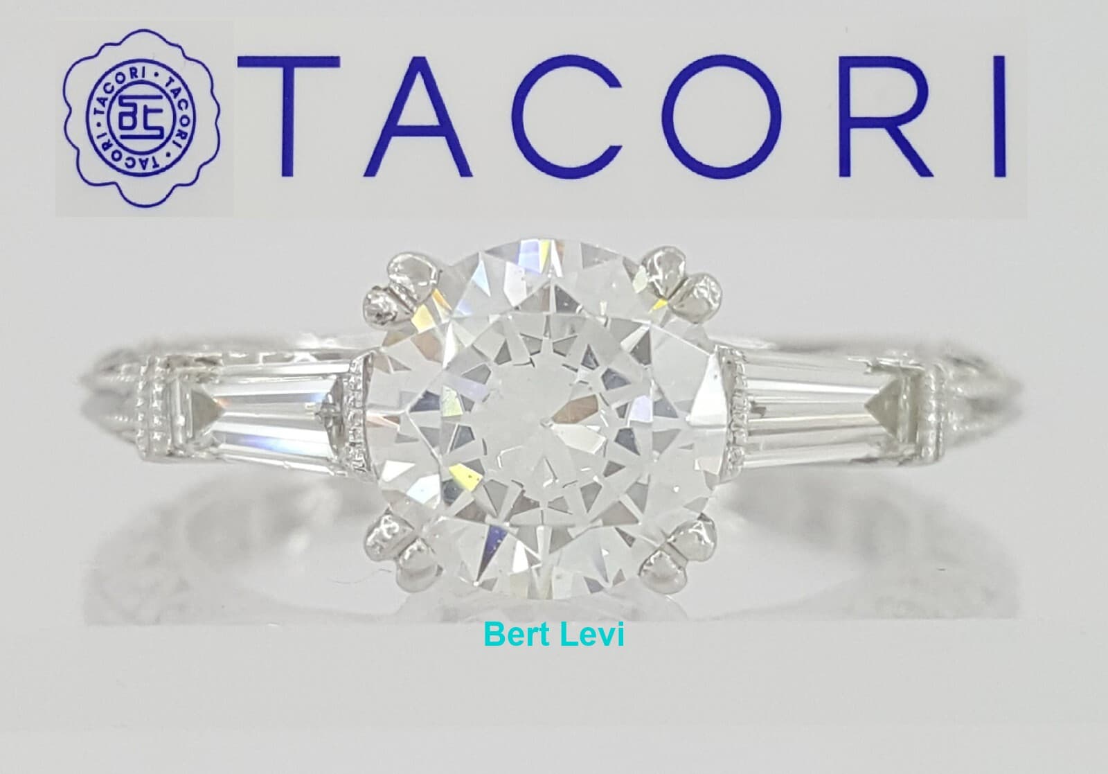 0.70 ct Tacori Crescent Platinum Eternity Semi-Mount Engagement Ring Rt $7,090