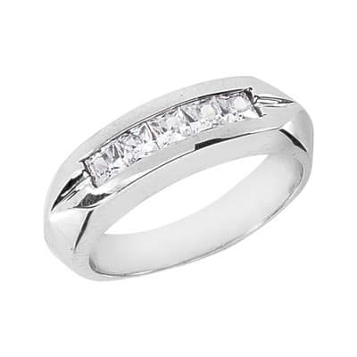 Mens 14KT White Gold Platinum Wedding Band MR100