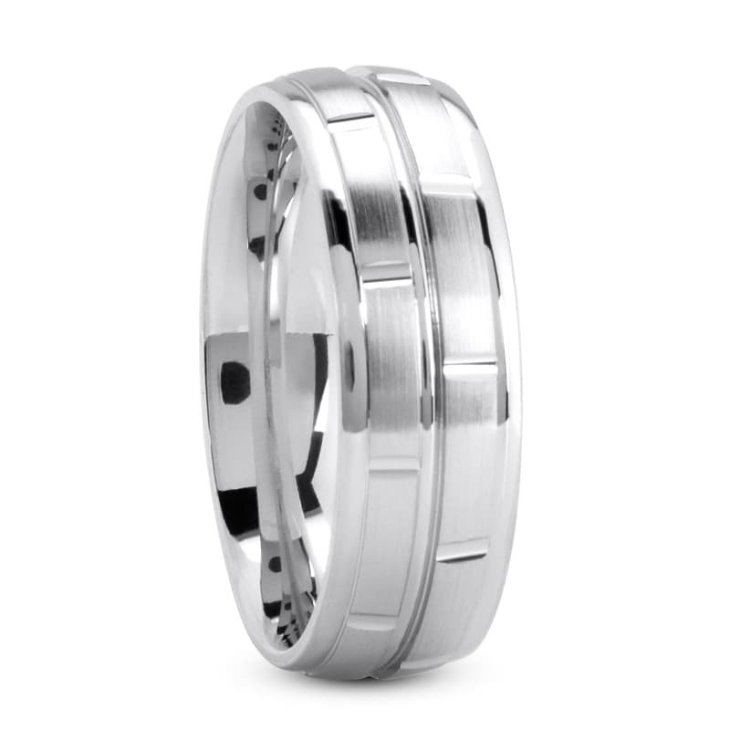 Mens 14KT White Gold Platinum Traditional Wedding Band M1045