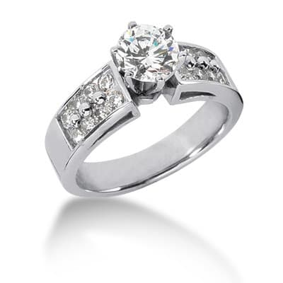 Ladies 14KT White Gold Platinum Fancy Engagement Set ENS212-A