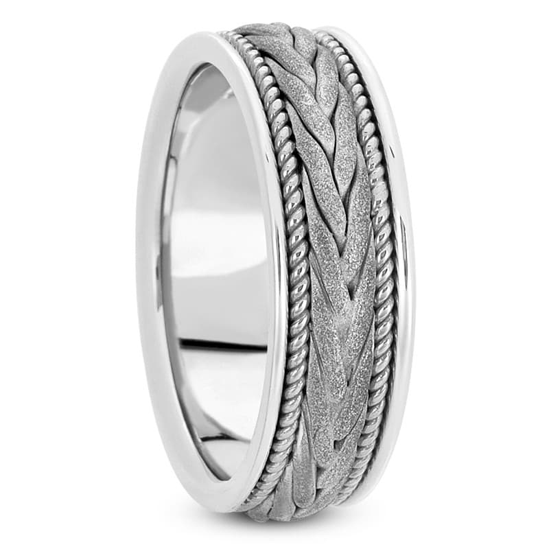 Ladies 14KT White Gold Platinum Traditional Wedding Band HM107