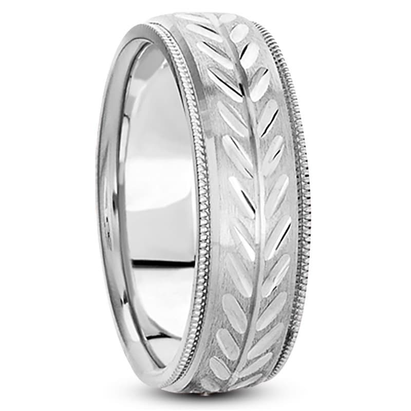 Mens 14KT White Gold Platinum Traditional Wedding Band M1216
