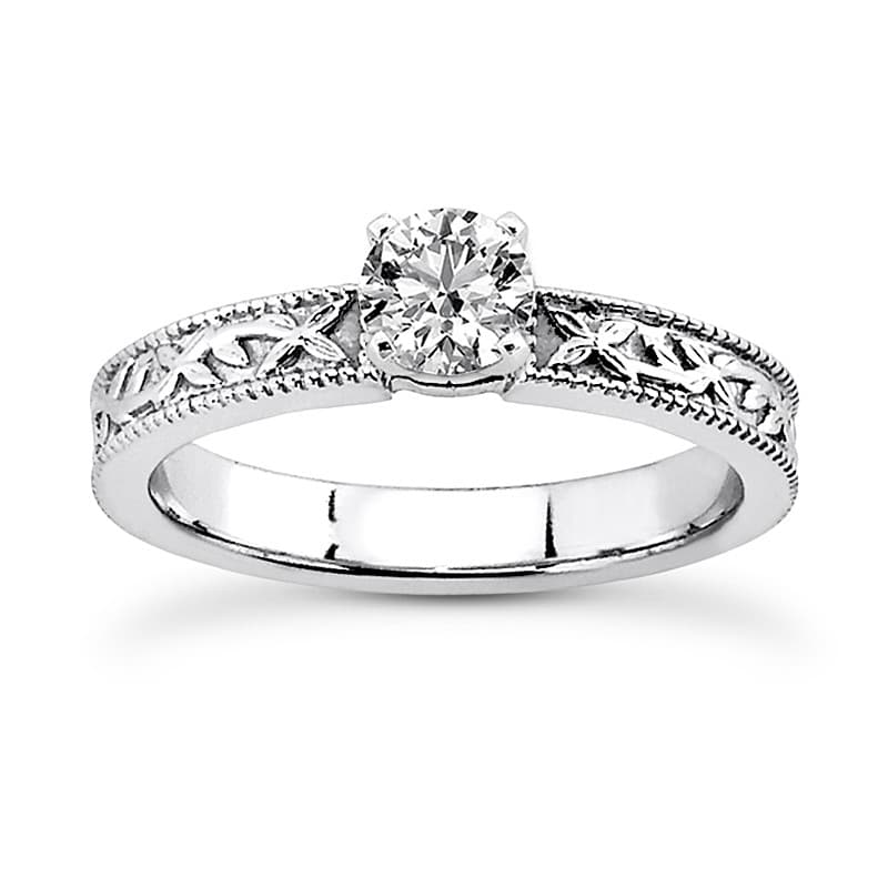 Ladies 14KT White Gold Platinum Solitaire Engagement Set ENS3553-A