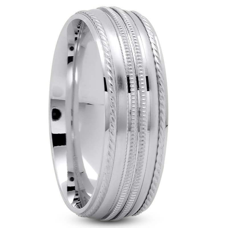 Mens 14KT White Gold Platinum Traditional Wedding Band M484