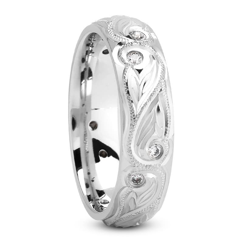 Ladies 14KT White Gold Platinum Traditional Wedding Band DB1262