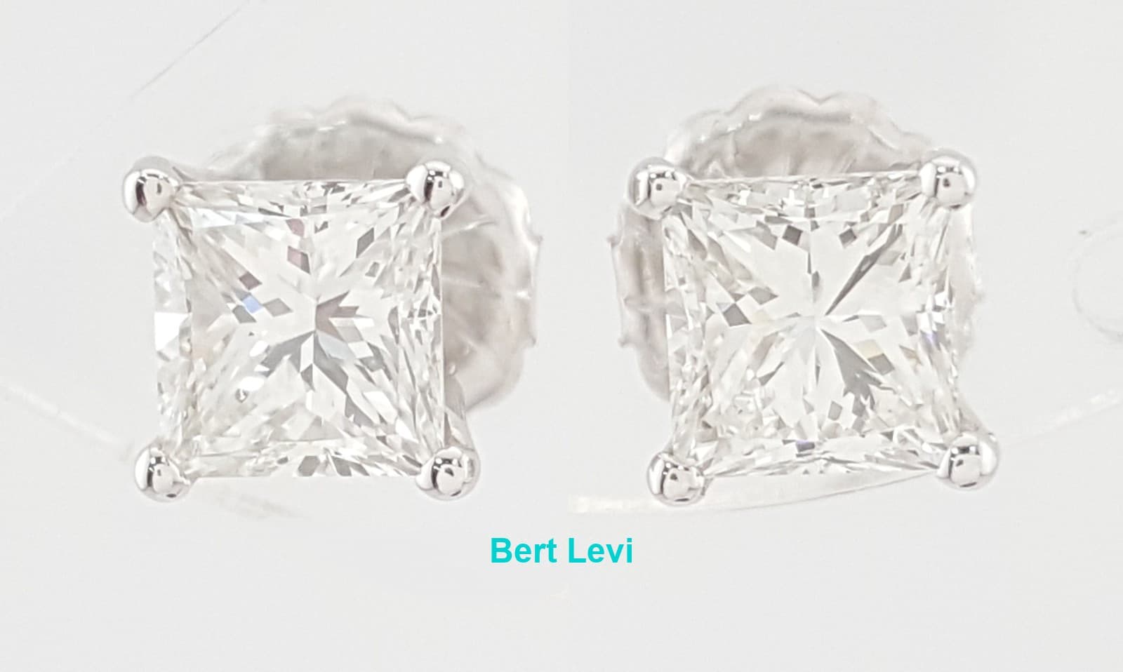 Princess Cut Natural Diamond Stud Earrings 1.57 ct 14K White Gold Rtl $7495