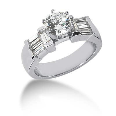 Ladies 14KT White Gold Platinum Fancy Engagement Set ENS782-A