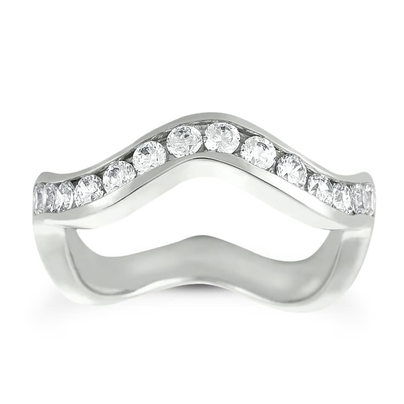 Ladies 14KT White Gold Platinum Diamond Wedding Band WB1610