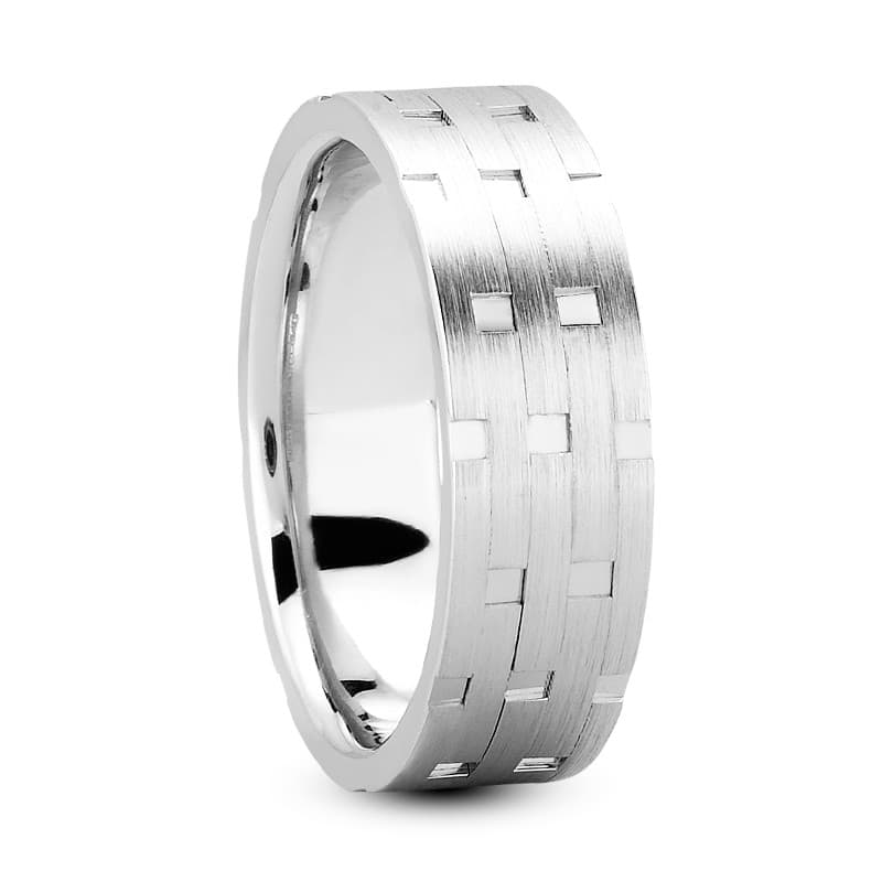Mens 14KT White Gold Platinum Traditional Wedding Band M343