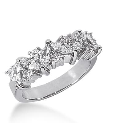 Ladies 14KT White Gold Platinum Diamond Wedding Band WB2308