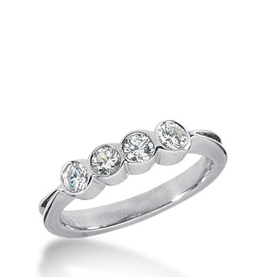 Ladies 14KT White Gold Platinum Round Diamond Wedding Band WB2011