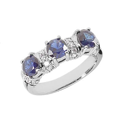 Ladies 14KT White Gold Platinum Color Stone Ring CSR1004