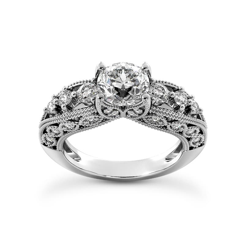 Ladies 14KT White Gold Platinum Fancy Engagement Ring ENR9546