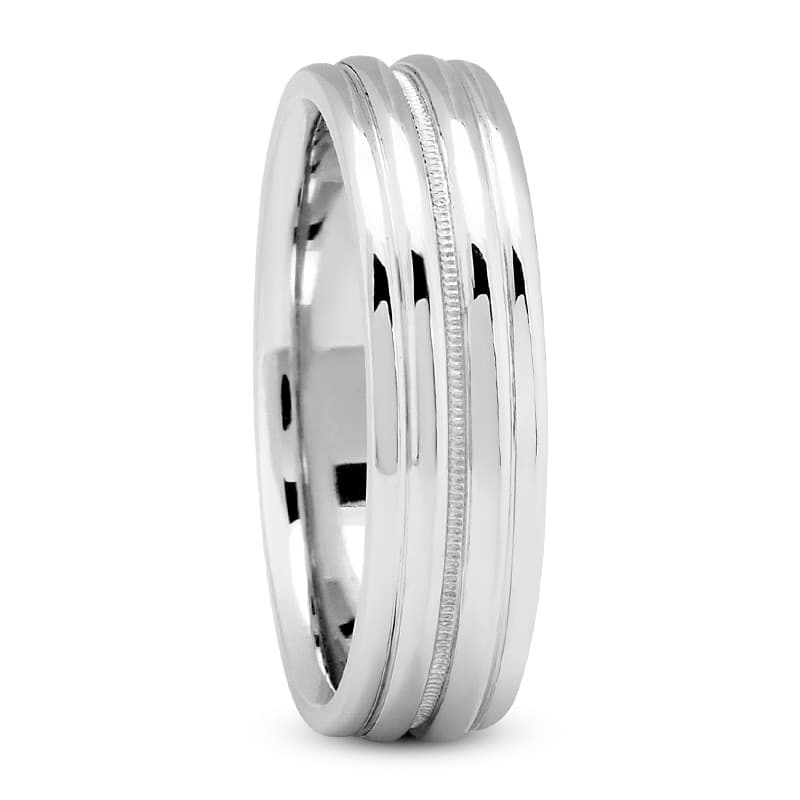 Mens 14KT White Gold Platinum Traditional Wedding Band M166