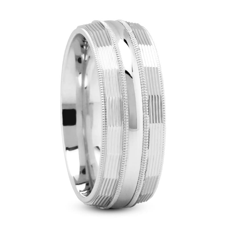 Mens 14KT White Gold Platinum Traditional Wedding Band M489
