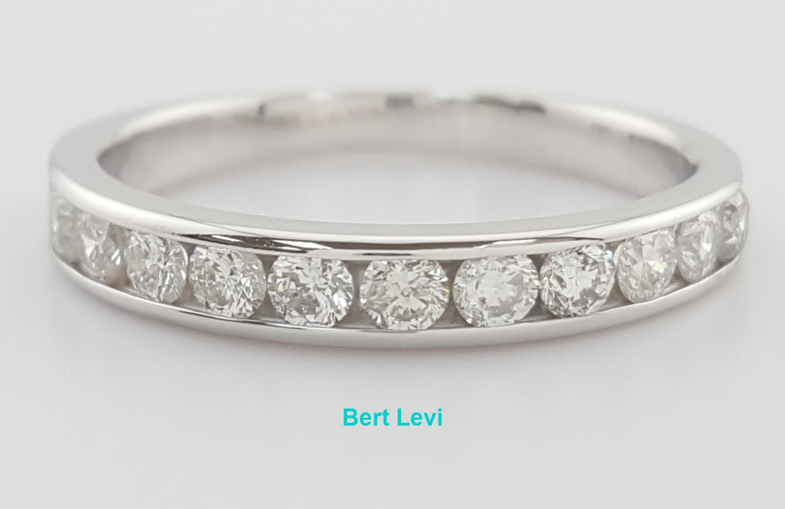 Round Diamond Channel Set Half Circle Wedding Band Ring 0.5 ct 3.2 mm 14k W Gold