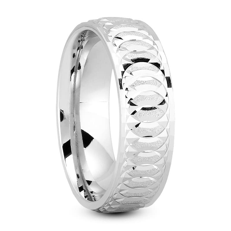 Mens 14KT White Gold Platinum Traditional Wedding Band M610