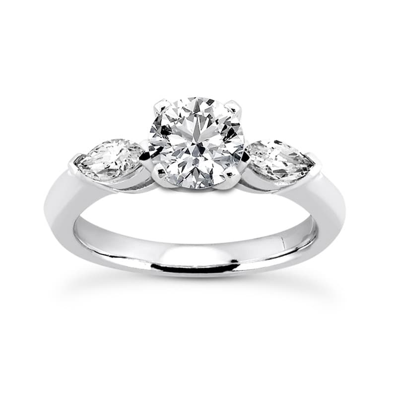 Ladies 14KT White Gold Platinum Three Stones Engagement Ring ENR7122