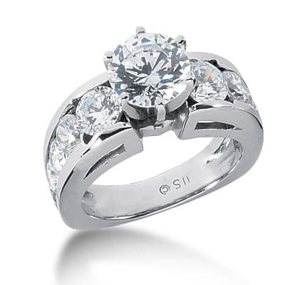 Ladies 14KT White Gold Platinum Fancy Engagement Ring ENR2776