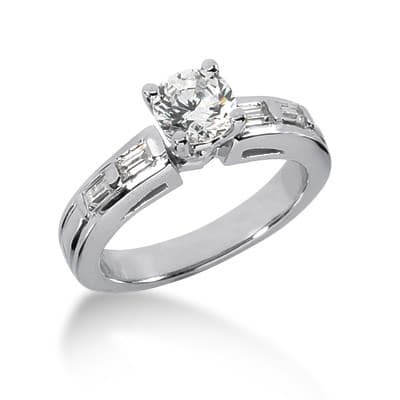 Ladies 14KT White Gold Platinum Tailored Engagement Set ENS218-A