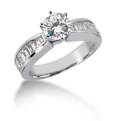 Ladies 14KT White Gold Platinum Fancy Engagement Set ENS253-A