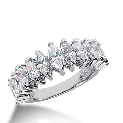 Ladies 14KT White Gold Platinum Diamond Wedding Band WB2346