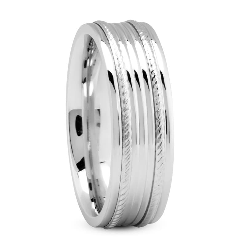 Mens 14KT White Gold Platinum Traditional Wedding Band M125