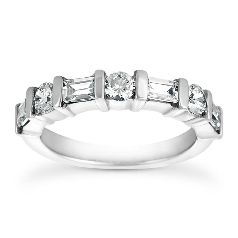Ladies 14KT White Gold Platinum Diamond Wedding Band WB242