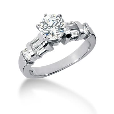 Ladies 14KT White Gold Platinum Fancy Engagement Set ENS680-A