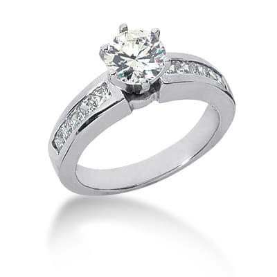 Ladies 14KT White Gold Platinum Fancy Engagement Set ENS541-A