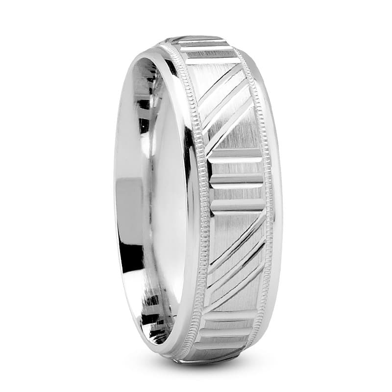 Mens 14KT White Gold Platinum Traditional Wedding Band M414