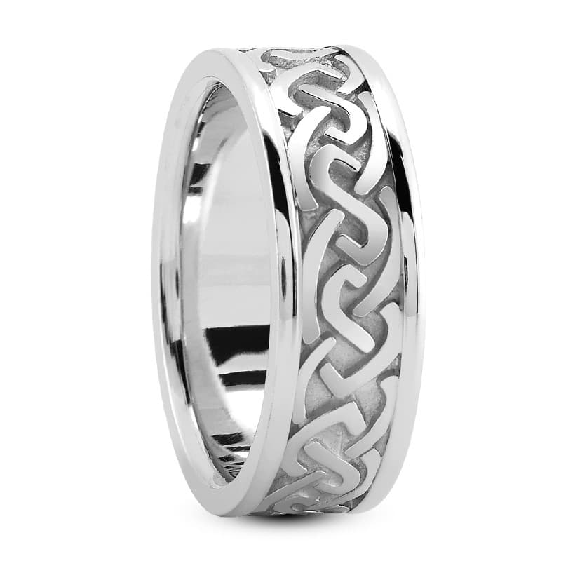 Ladies 14KT White Gold Platinum Traditional Wedding Band HM219
